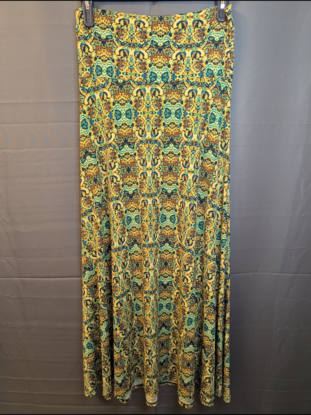 LuLaRoe Yellow and Teal Mosaic Maxi Skirt
